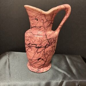 Vintage McCoy‎ Pottery Pink/Black Swirl  7" Pitcher #712 NICE